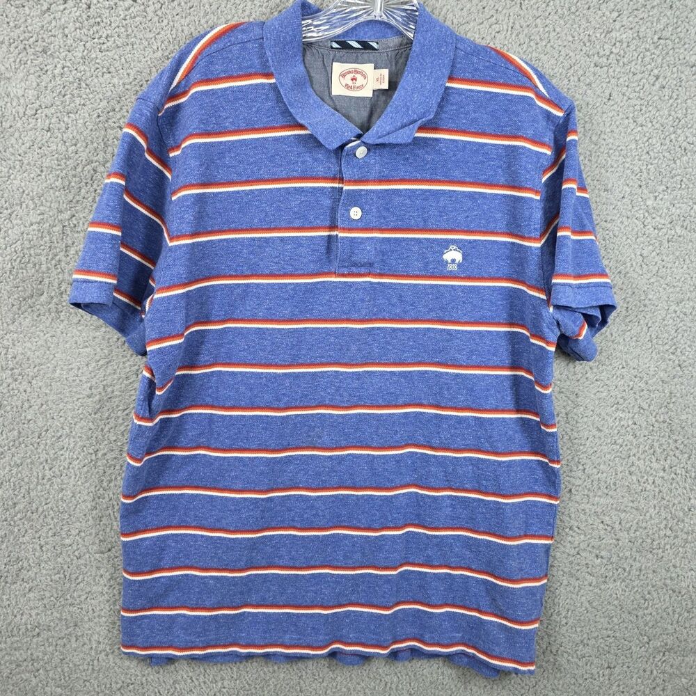 Brooks Brothers Men's Red Fleece Blue & Red Striped Polo Shirt Size XL